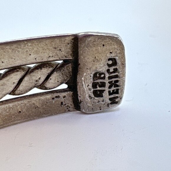 VTG Solid Sterling Silver 925 Twist Design Open Cuff Bracelet Size 7.5" Fit - Picture 5 of 11